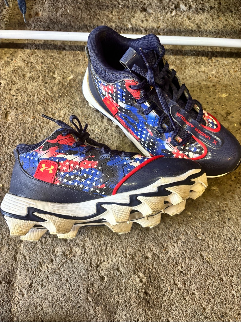 Under Armour Kids' Navy Blue, Red & White Star Print Athletic Sneakers